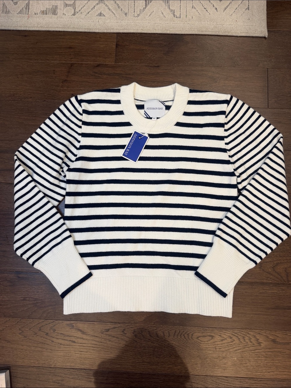Addison Bay Navy & White Knit Cypress Active Sweater Size XL NWT - C30-083